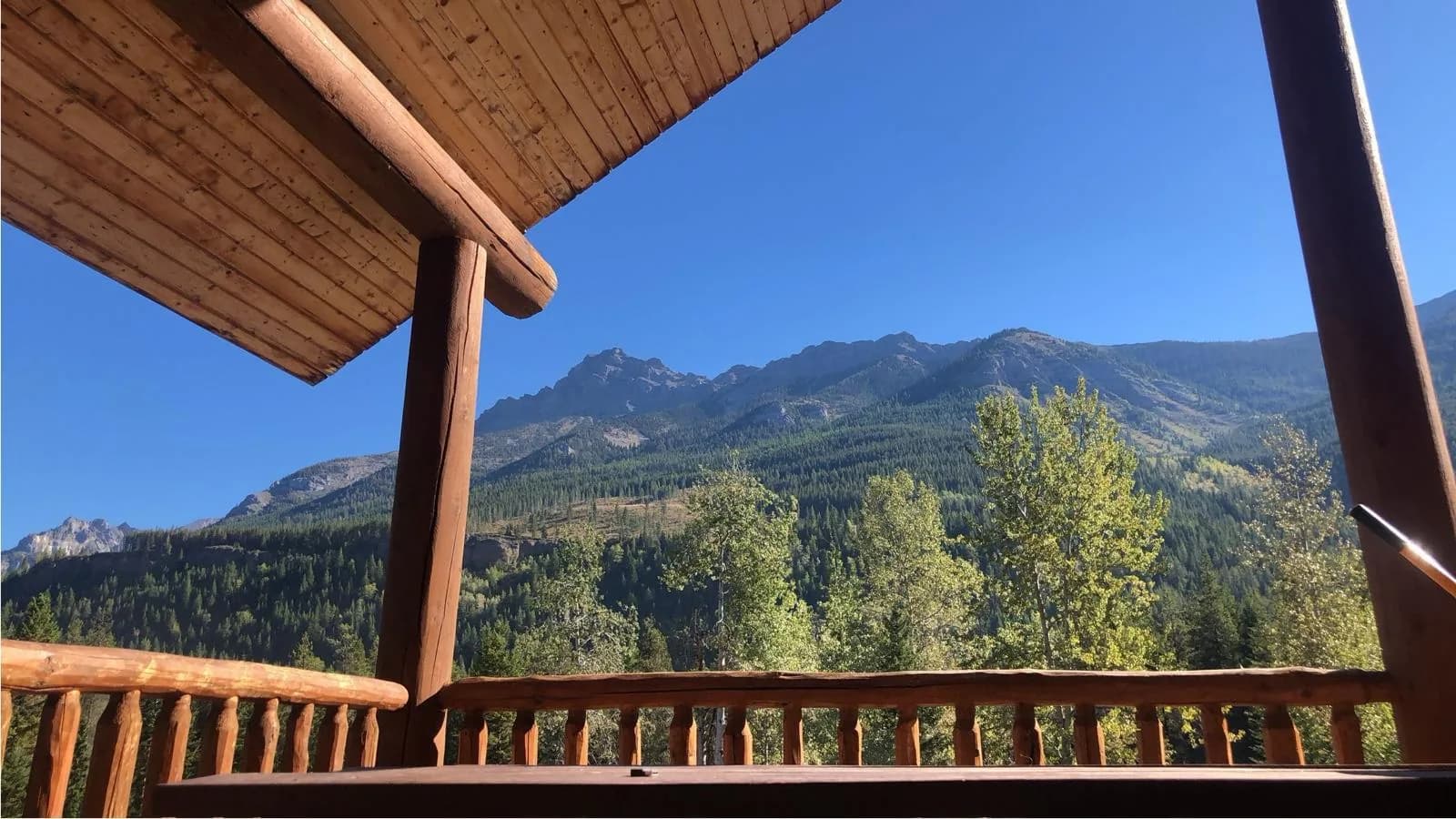 The Rockies from the lodge deck, British Columbia